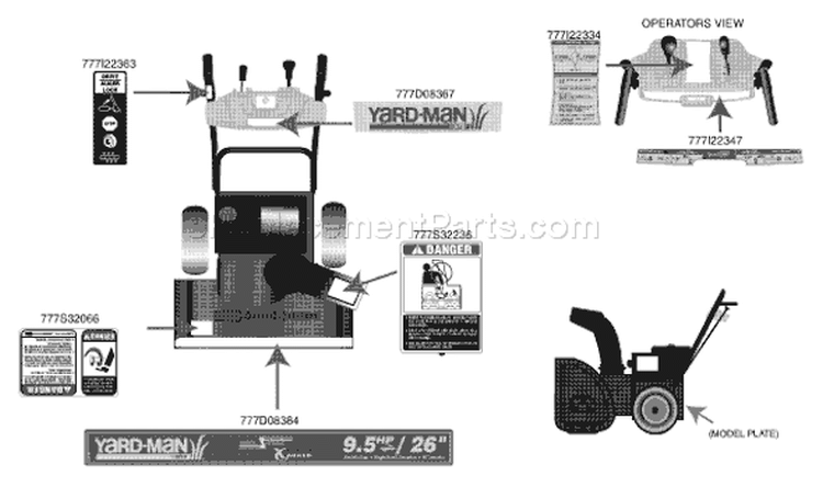 Page D Diagram and Parts List for 31AE5KLF701 2005 Yard Man Snow Blower